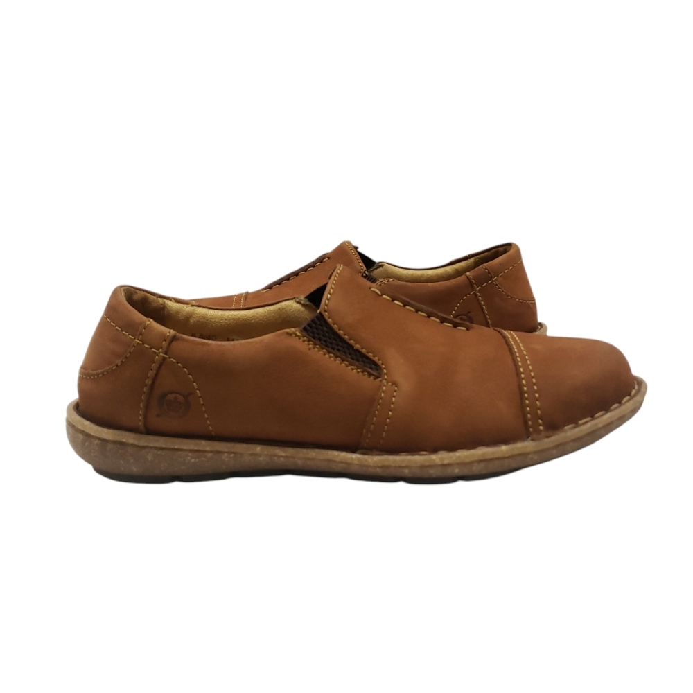 Born Womens Nampa Nubuck Leather Loafers Sz 8.5 Slip On Comfort Casual Tan